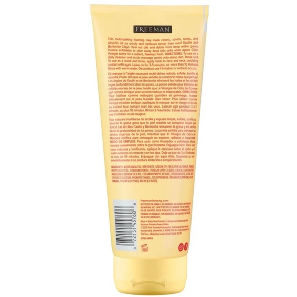 2 Freeman exfoliating Cleansing‎ Apple Cider Vinegar Clay Mask & Scrub new - Picture 4 of 4